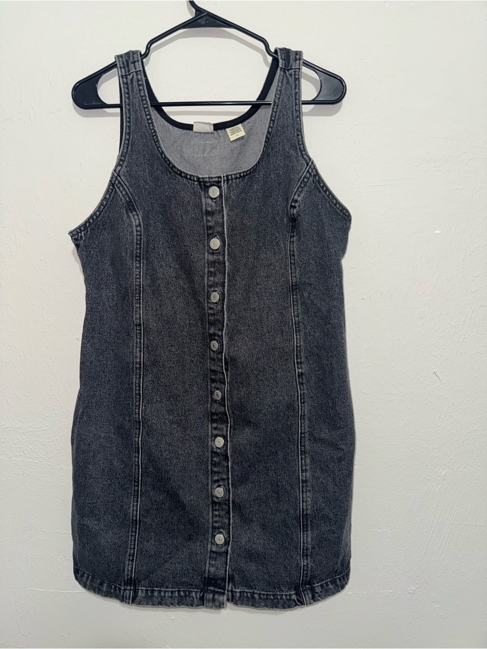 Levi's Washed Black Denim Button-Front Tank Dress